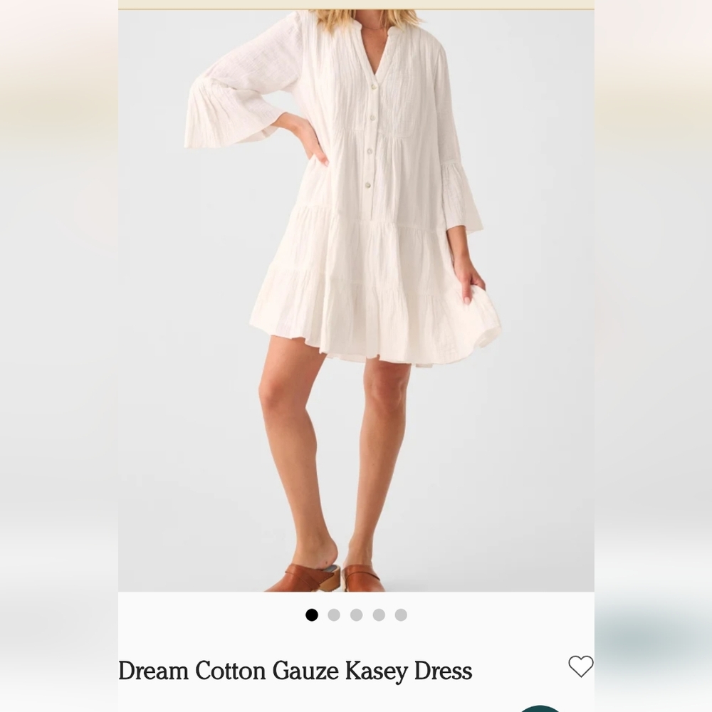 Faherty Dream Cotton Gauze Kasey Dress - White
